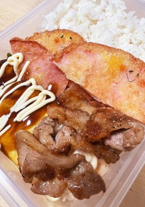 ハムカツと豚平焼き☆がっつり弁当-レシピのメイン写真
