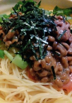 明太バターパスタの薬味納豆盛り-レシピのメイン写真