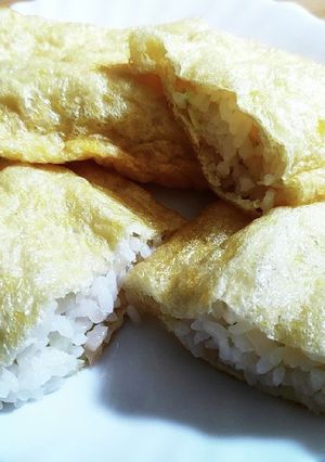 薬味入り☆甘くないいなり寿司-レシピのメイン写真