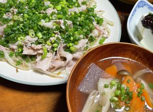 もやしと細ねぎのヘルシー豚ぽん＋お汁付き-レシピのメイン写真