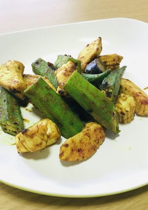 【野菜ソムリエ】オクラのカレー炒め-レシピのメイン写真