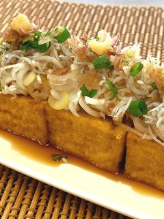 レンジで簡単!厚揚げのしらす・薬味のせ-レシピのメイン写真