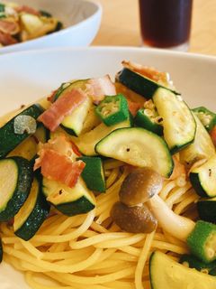 ズッキーニとオクラの夏野菜ペペロンチーノ-レシピのメイン写真