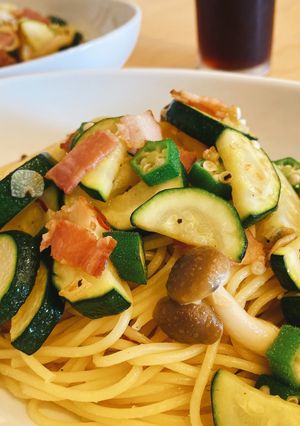 ズッキーニとオクラの夏野菜ペペロンチーノ-レシピのメイン写真