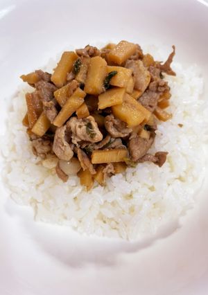 タケノコと豚肉のバター風味炒め　-レシピのメイン写真