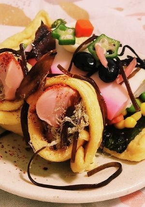 薄揚くるくる8号 魚肉ソとろろ野菜昆布煮-レシピのメイン写真