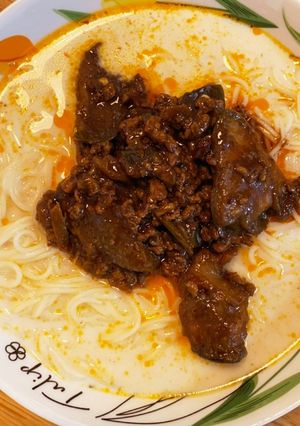 麻婆茄子からのミルクおそうめん-レシピのメイン写真