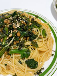 ほうれんそうと納豆の和風パスタ-レシピのメイン写真