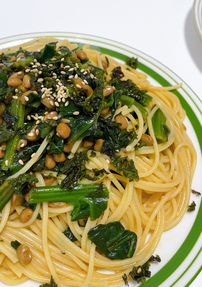 ほうれんそうと納豆の和風パスタ-レシピのメイン写真