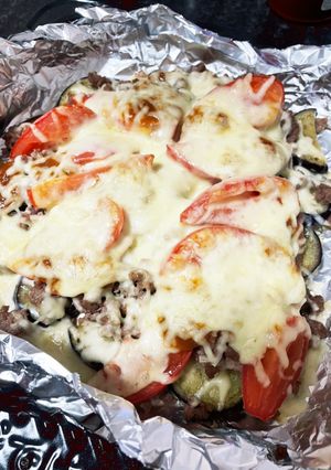 挽肉で！なすとトマトの甘味噌チーズ焼き-レシピのメイン写真