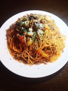 挽き肉とニンニクのトマトソースパスタ-レシピのメイン写真