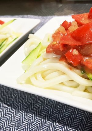 トマトときゅうり☆冷たいつるつる麺♪♪-レシピのメイン写真
