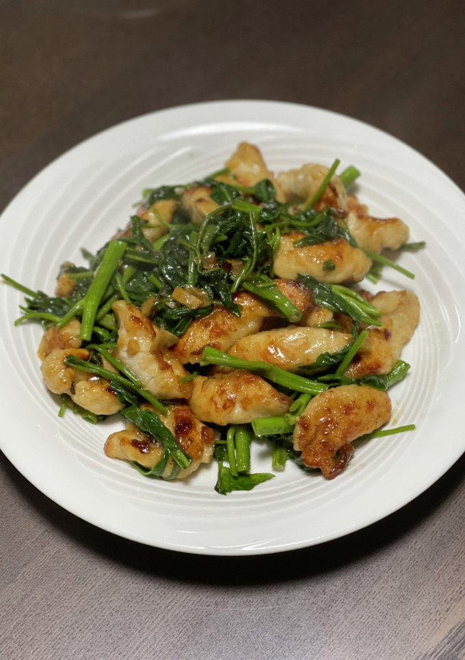 ササミと空芯菜の中華風炒め♪-レシピのメイン写真