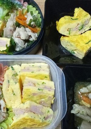 7月27日、ハムネギ卵焼き、鶏塩ダレ弁当-レシピのメイン写真
