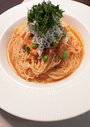 トマトの冷製パスタ枝豆とシラスのせ-レシピのメイン写真