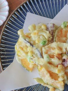 コウイカと夏野菜のかき揚げ 桜エビ塩添え-レシピのメイン写真
