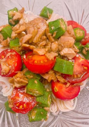 最強素麺◎トマト・オクラ・ツナ-レシピのメイン写真