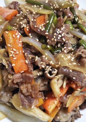 牛バラ肉の甘辛野菜炒め-レシピのメイン写真