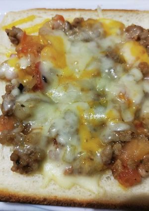 味なしひき肉炒めのミートソーストースト-レシピのメイン写真
