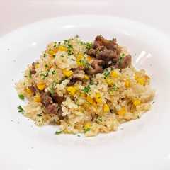 รูปของ とうもろこしと牛肉のピラフ☆