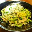 塩豚とゴーヤのパスタ 発酵玉葱