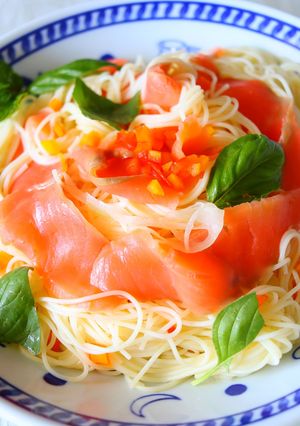 つめたい麺！サーモンの冷製パスタ-レシピのメイン写真