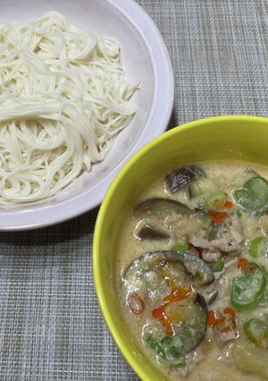 ナスと豚バラの味噌ごまラー油つけ素麺-レシピのメイン写真