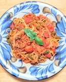 シラスとミニトマトとポテトのパスタ