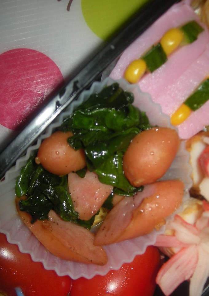 弁当おかず☆ほうれん草とウインナーいため-レシピのメイン写真