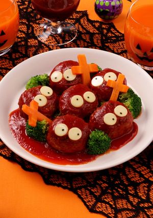 ハロウィン☆びっくりおばけハンバーグ-レシピのメイン写真