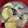 #レンチンで簡単#色良い#ナスの味噌汁