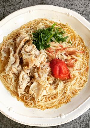 和風だしの即席梅豚そうめん-レシピのメイン写真