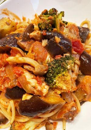 ナスと鯖缶のトマトパスタ-レシピのメイン写真