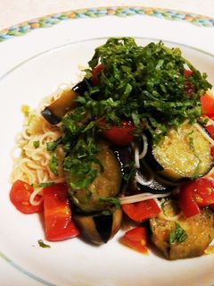 ナスとトマトの冷製そうめん-レシピのメイン写真