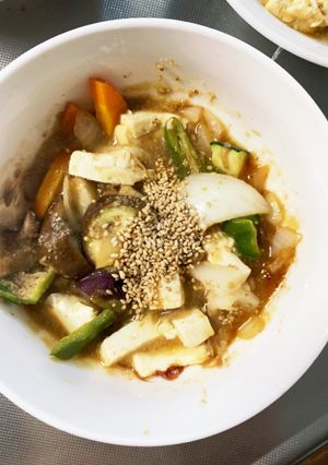 レンジ肉無豆腐簡単ざるラーメン味野菜炒め-レシピのメイン写真