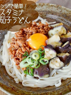 レンジで簡単!スタミナ肉茄子うどん-レシピのメイン写真