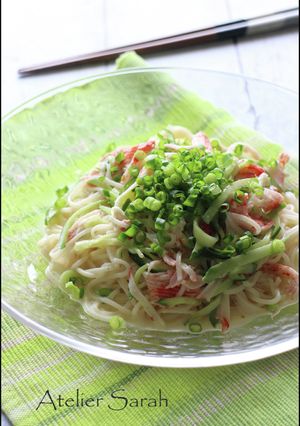 簡単5分！つめたい麺♬カニマヨ素麺／冷麦-レシピのメイン写真