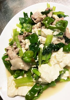 お豆腐と豚肉＆小松菜とピーマン炒め♬-レシピのメイン写真