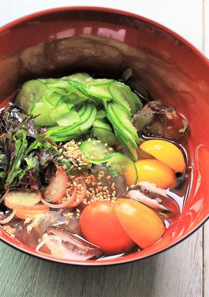 生ところてんで切って並べるつめたい麺風-レシピのメイン写真