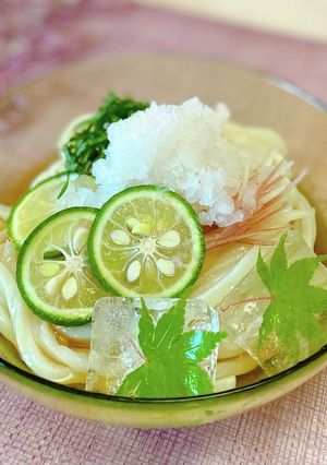 冷たい麺!すだちうどんおろしかき氷添え-レシピのメイン写真