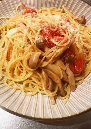 簡単☆フレッシュトマトのガーリックスパ-レシピのメイン写真