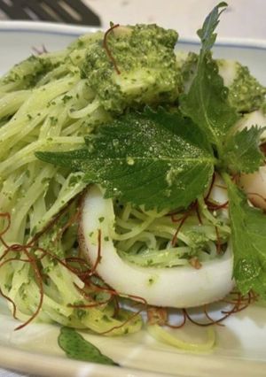 冷たい麺/ジェノベーゼ風・紫蘇パスタ-レシピのメイン写真