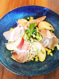 桃と生ハムの冷製パスタ風素麺-レシピのメイン写真
