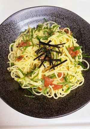 つめたい麺　梅と大葉の冷製パスタ-レシピのメイン写真