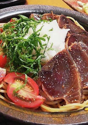 鰹たたきと大根おろしの冷製パスタ-レシピのメイン写真