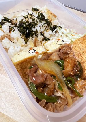 豚肉の甘辛ダレ炒め☆きのこご飯弁当-レシピのメイン写真