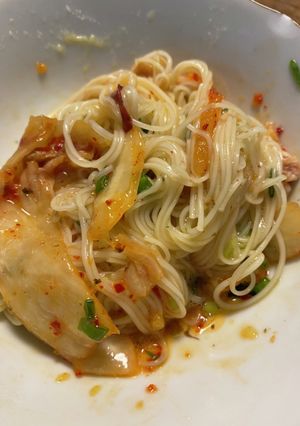 釜玉そうめんキムチ-レシピのメイン写真