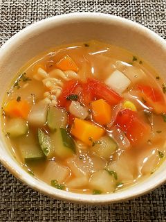 簡単給食 夏野菜たっぷり!コンソメスープ-レシピのメイン写真