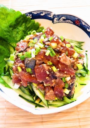 😊火を使わない簡単おつまみ♪鰹のユッケ😊-レシピのメイン写真
