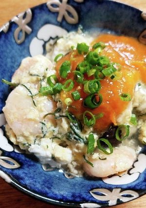 簡単!オカヒジキ入り海老玉の甘酢餡かけ♪-レシピのメイン写真